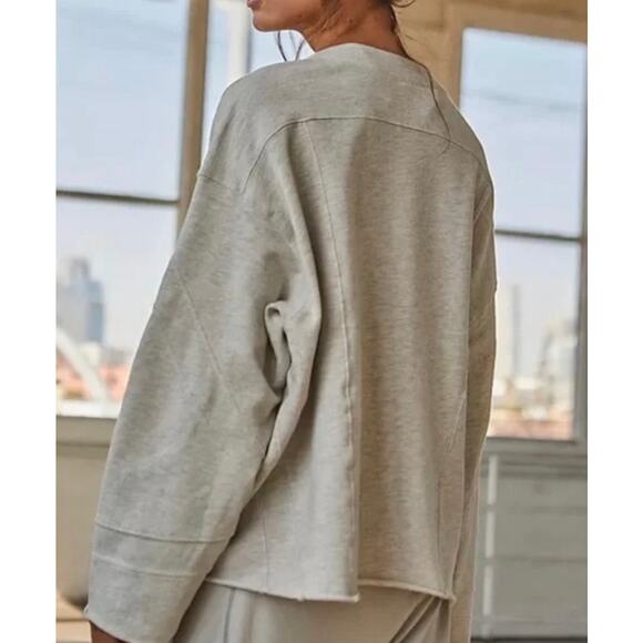 Free people gray play on oversized henley sweatshirt extra small ($128 retail) - Picture 2 of 11